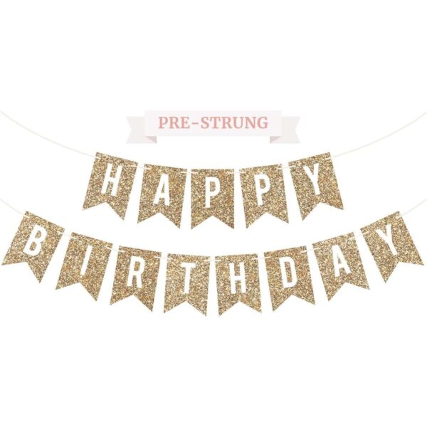 Pancarta preencordada de feliz cumpleaños sin bricolaje