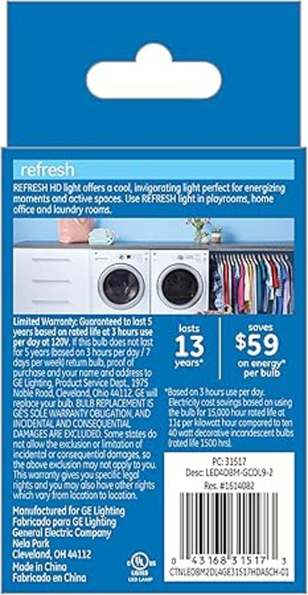 GE Refresh Bombillas LED de globo 4.5 vatios_3