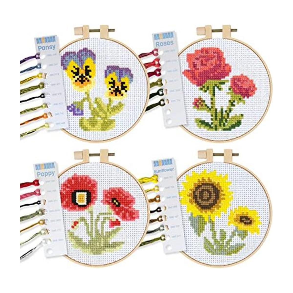 Kits de punto de cruz para principiantes tema de flores