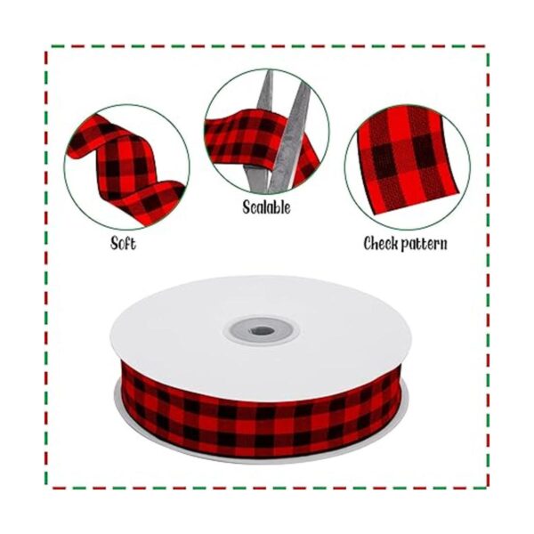Deloky 50 Yard Large Buffalo Plaid Ribbon1.0 Inch Black