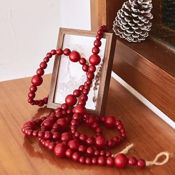 Guirnalda de cuentas de madera de 7 pies con árbol de