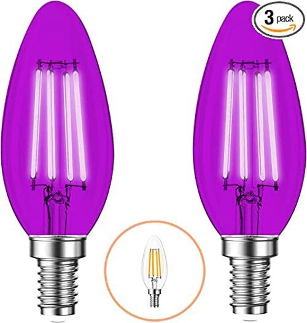 Pack de 2 bombillas LED de filamento E12 púrpura Bombilla