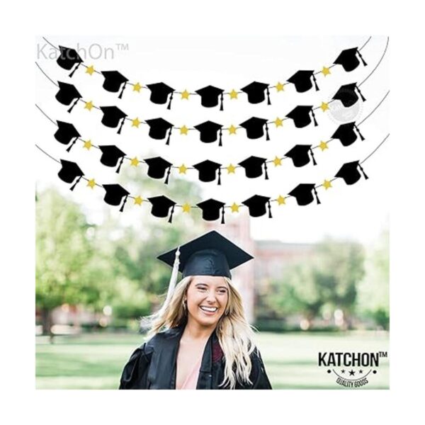 Guirnalda de gorra de graduación negra de fieltro 4