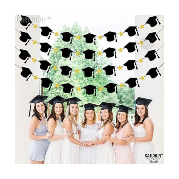 Guirnalda de gorra de graduación negra de fieltro 4