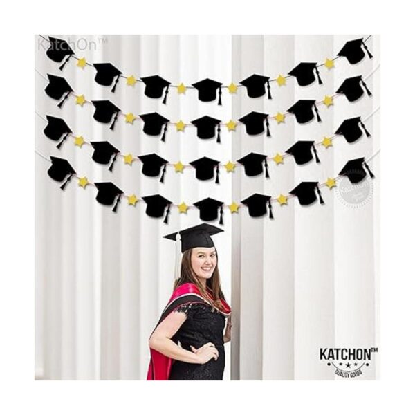 Guirnalda de gorra de graduación negra de fieltro 4