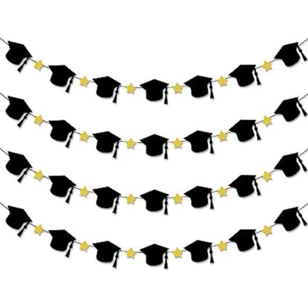 Guirnalda de gorra de graduación negra de fieltro 4