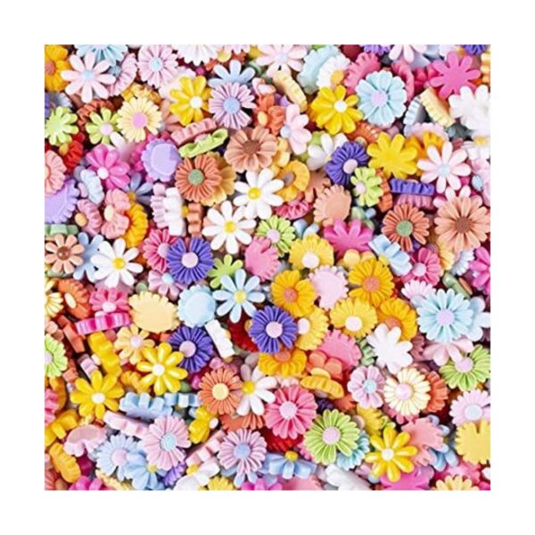 Juego de 100 dijes de limo de margaritas de flores_1