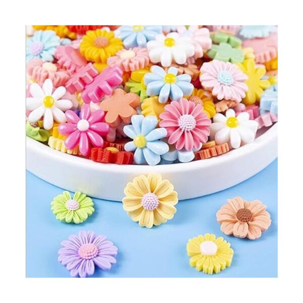 Juego de 100 dijes de limo de margaritas de flores_5