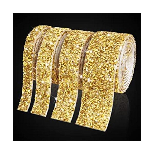 4 rollos de cinta de diamantes de imitación dorados cinta_1