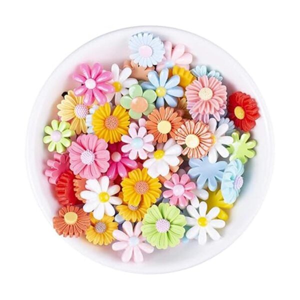Juego de 100 dijes de limo de margaritas de flores_2