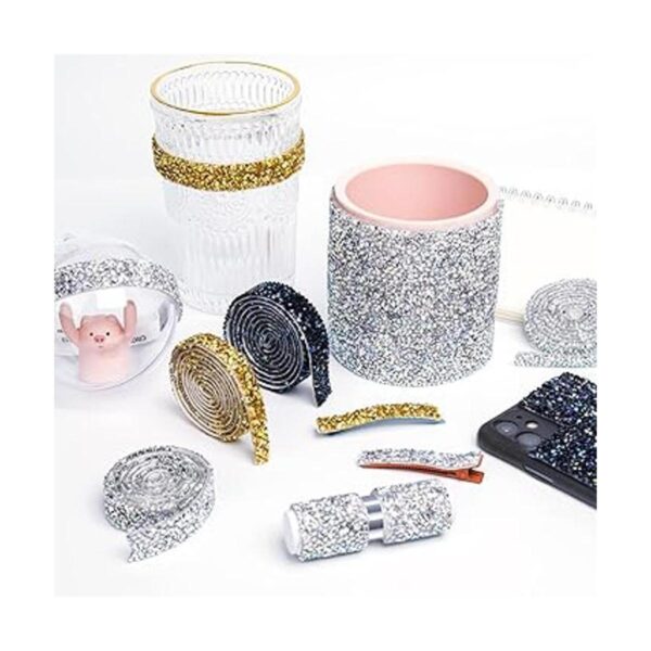 4 rollos de cinta de diamantes de imitación dorados cinta_5