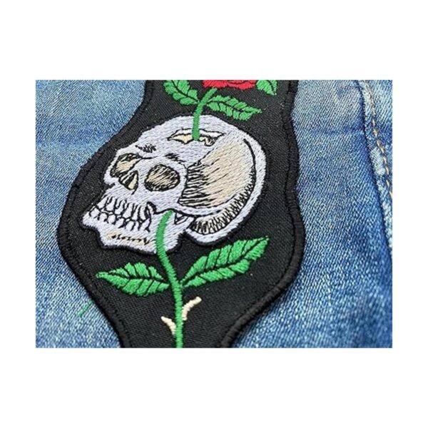 LUXPA Parche bordado con diseño de calavera con rosa de_4