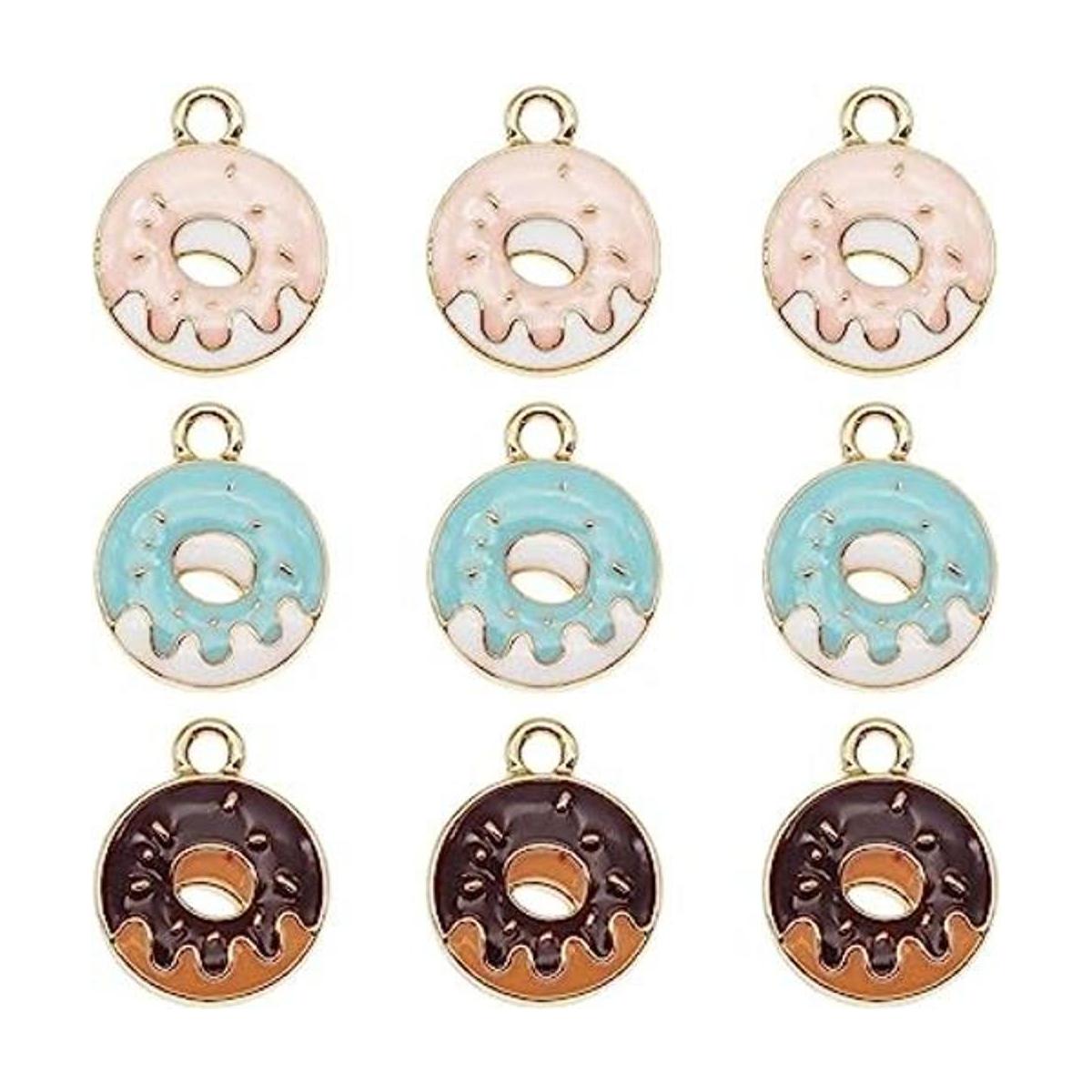 JJGQAZ 30 dijes de dona de colores mixtos esmaltados