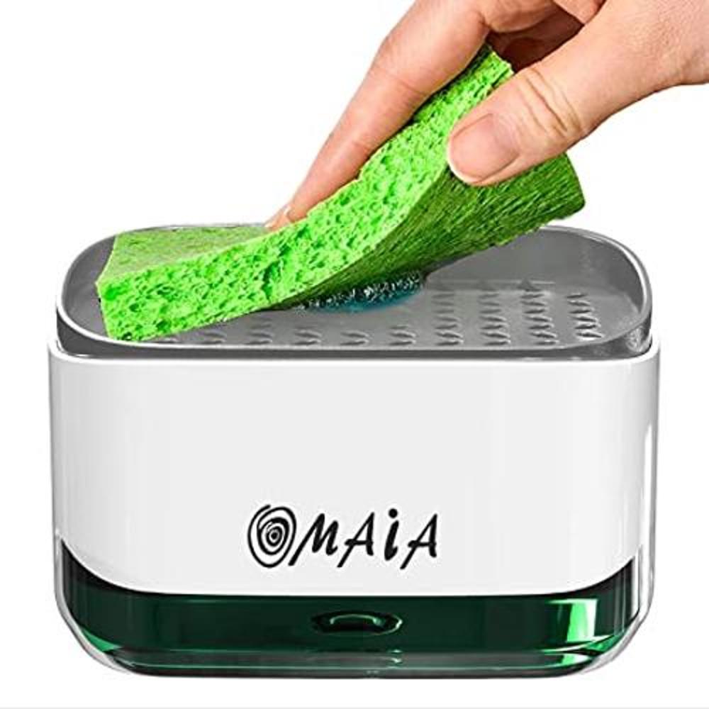 OMAIA Dispensador de jabón de cocina 2 en 1 con soporte de