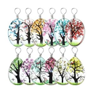 Junkin 12 colgantes de árbol de flores secas de colores