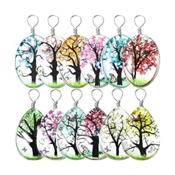 Junkin 12 colgantes de árbol de flores secas de colores