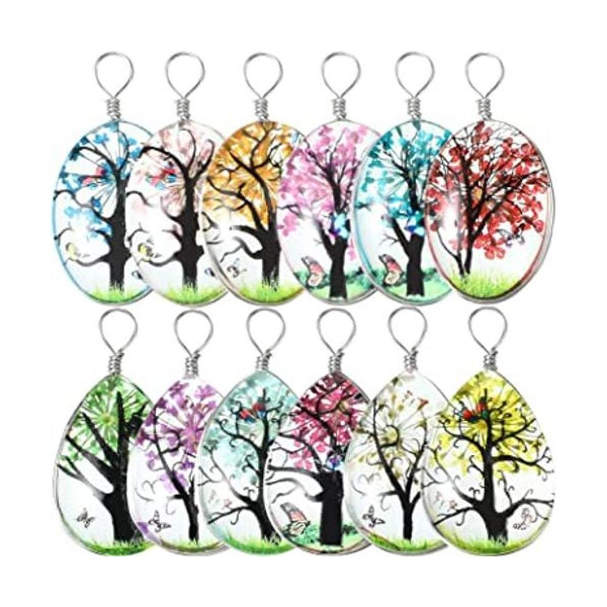 Junkin 12 colgantes de árbol de flores secas de colores
