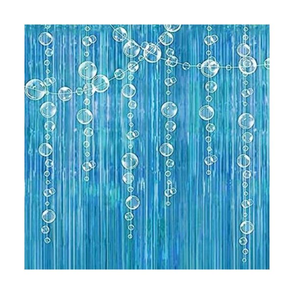 Decoración de fiesta de oropel azul océano bajo el mar_1
