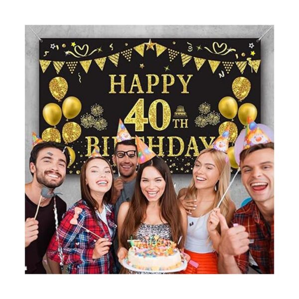 Trgowaul Telón de fondo de cumpleaños número 40 dorado y_4