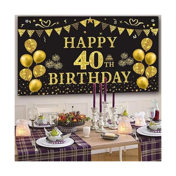 Trgowaul Telón de fondo de cumpleaños número 40 dorado y_3