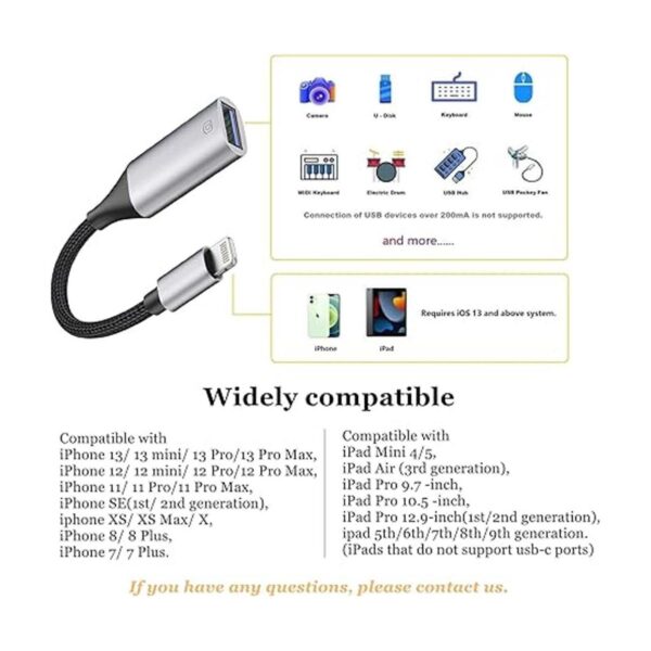 IVSHOWCO Adaptador de cámara USB para iPhone certificado_6