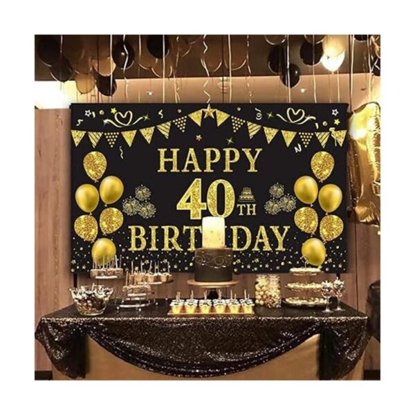 Trgowaul Telón de fondo de cumpleaños número 40 dorado y_6