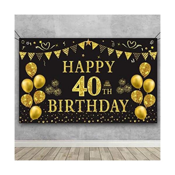 Trgowaul Telón de fondo de cumpleaños número 40 dorado y_1
