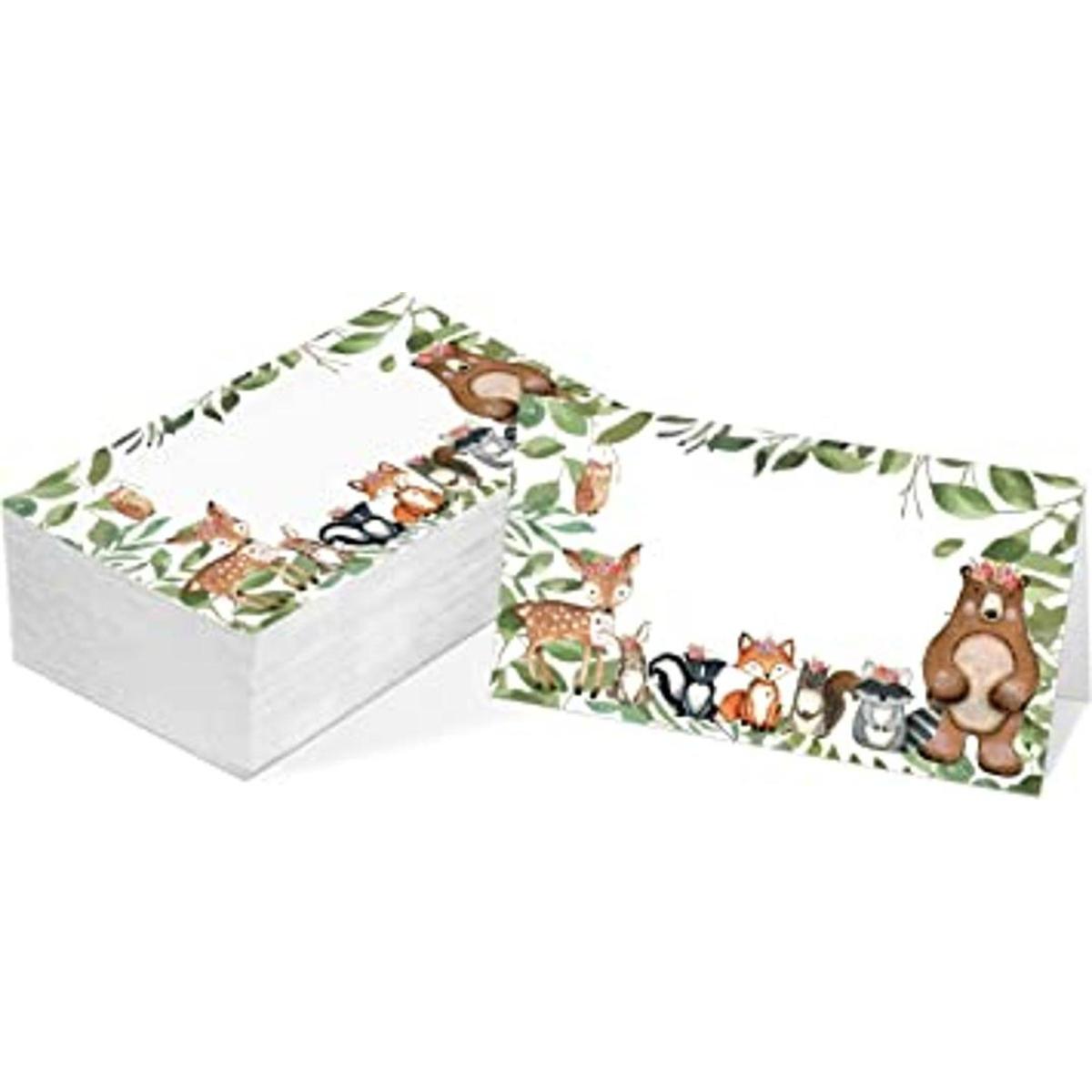 Tarjeta de mesa con temática de animales de safari de la