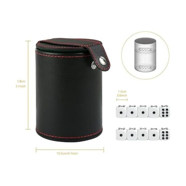 GWHOLE Juego de tazas de dados de piel con compartimento_2
