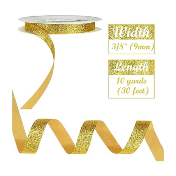 MEEDEE Cinta de purpurina de oro amarillo con borde_2