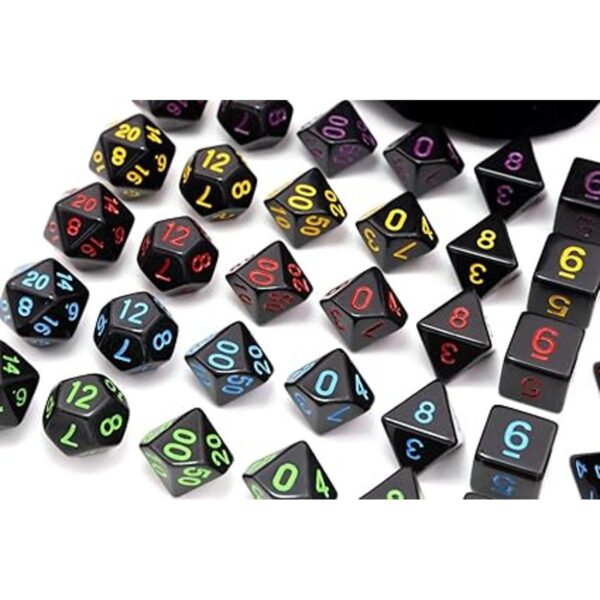 IvyFieldDice 5 juegos de dados poliédricos negros con_2