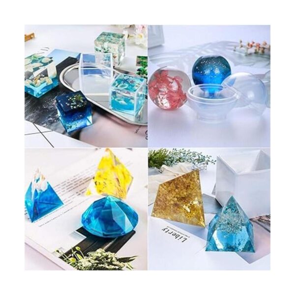 Clear Sphere Cube Diamond Triangular Pyramid Resin Mold 4