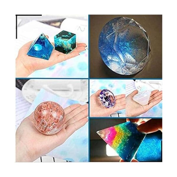 Clear Sphere Cube Diamond Triangular Pyramid Resin Mold 4