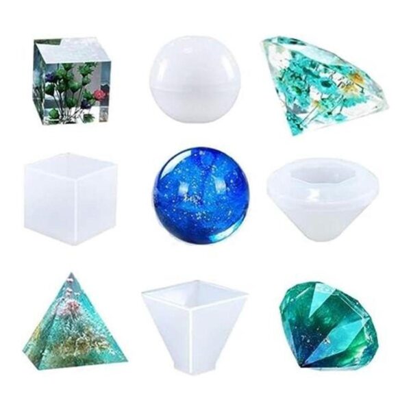 Clear Sphere Cube Diamond Triangular Pyramid Resin Mold 4