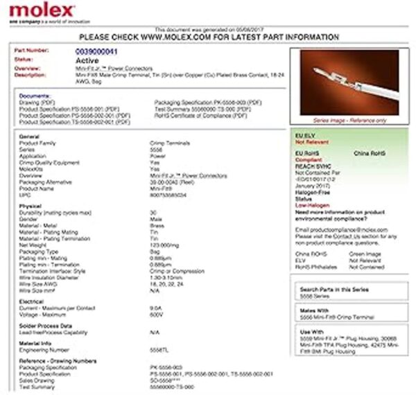 Molex Lote de conectores de 2 pines 6 juegos a juego con_4