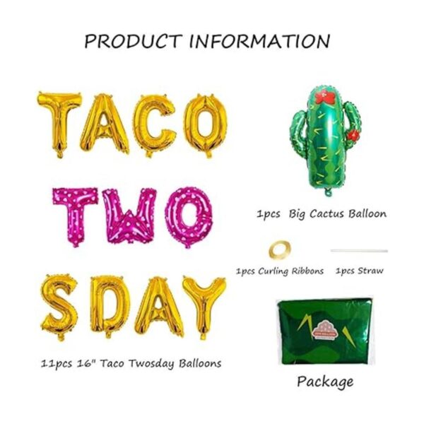 Decoración para fiesta de cumpleaños de Taco Twosday