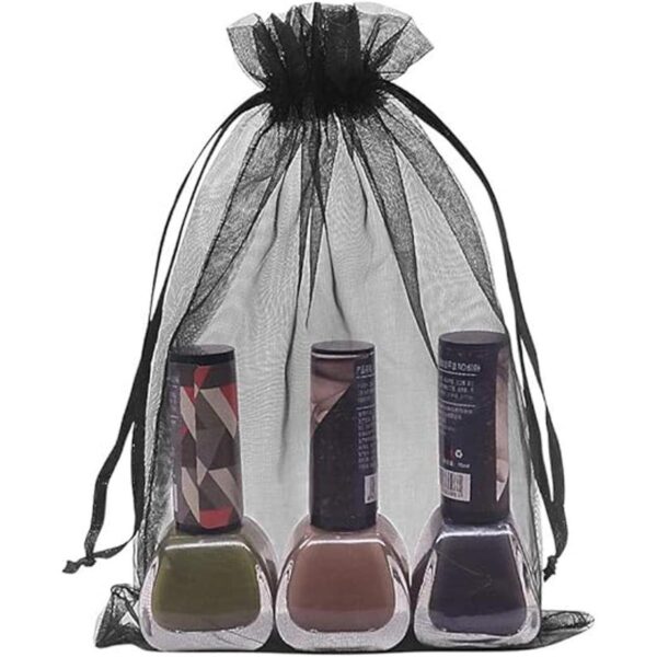 HRX Paquete de bolsas de regalo de organza color negro_6