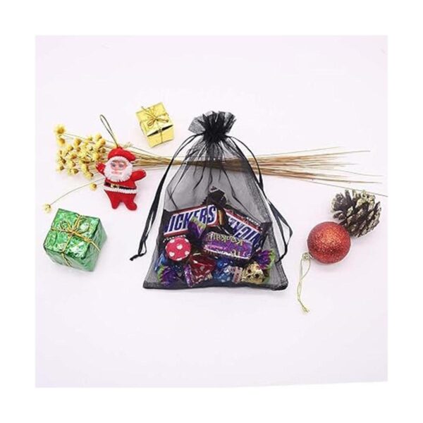 HRX Paquete de bolsas de regalo de organza color negro_3