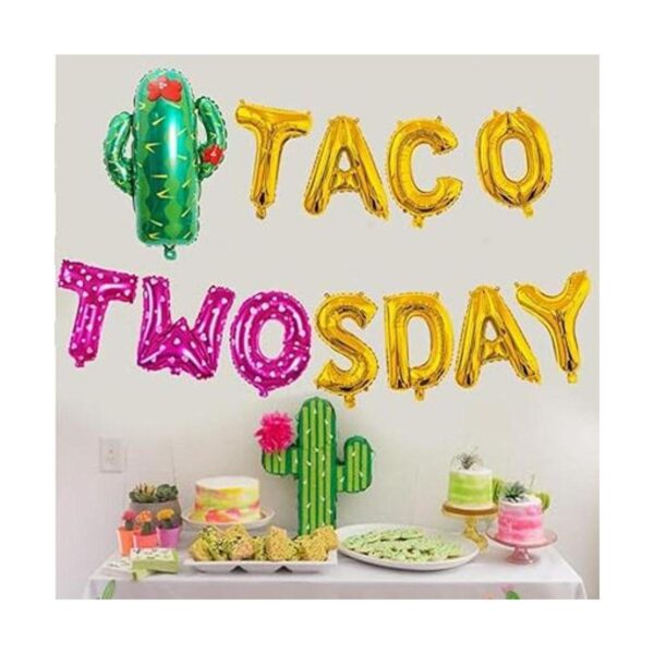 Decoración para fiesta de cumpleaños de Taco Twosday
