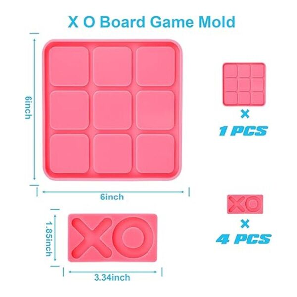 Molde de resina Tic Tac Toe con 4 moldes de ajedrez_2