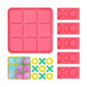 Molde de resina Tic Tac Toe con 4 moldes de ajedrez_1