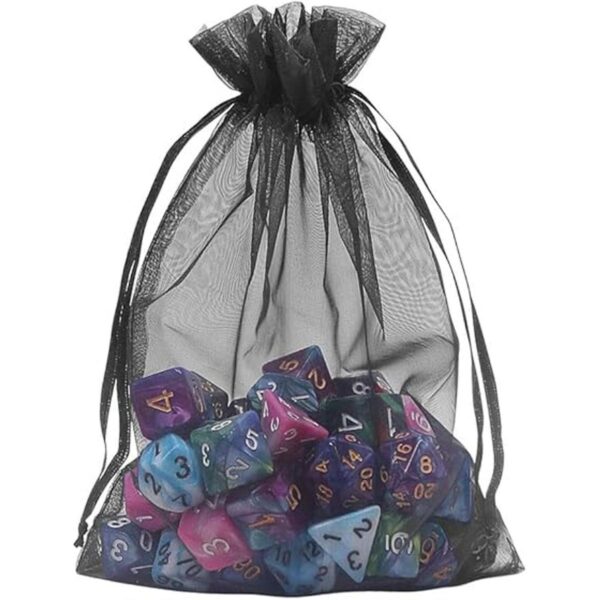 HRX Paquete de bolsas de regalo de organza color negro_5