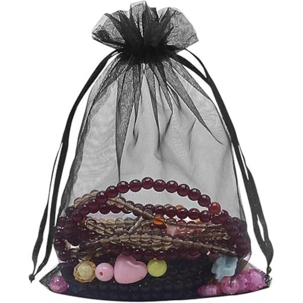 HRX Paquete de bolsas de regalo de organza color negro_4