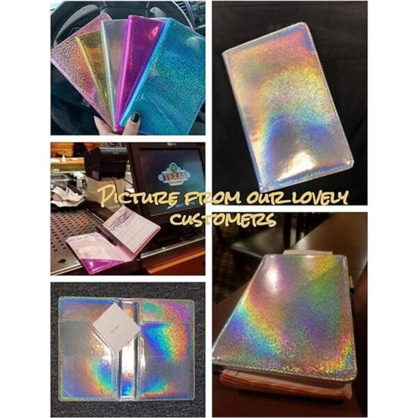 Mymazn Cartera holográfica con purpurina rosa para_6