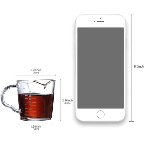 Taza medidora de espresso de 2.5 onzas de doble boquilla