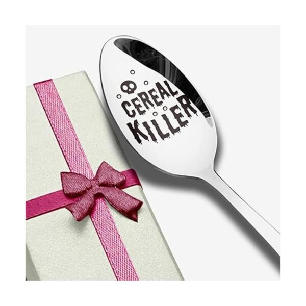 Divertida cuchara para matar cereales grabada de acero_2