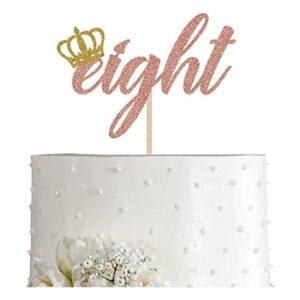 Decoración para tarta de 8 cumpleaños con purpurina en oro_1