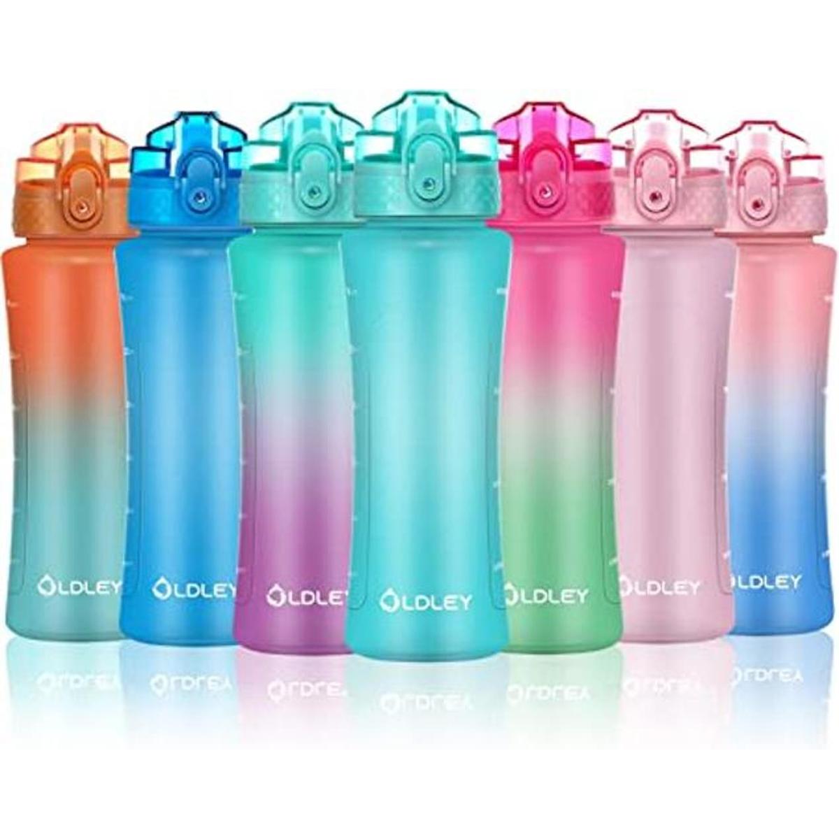 OLDLEY Botella de agua para niños con tapa de pajita
