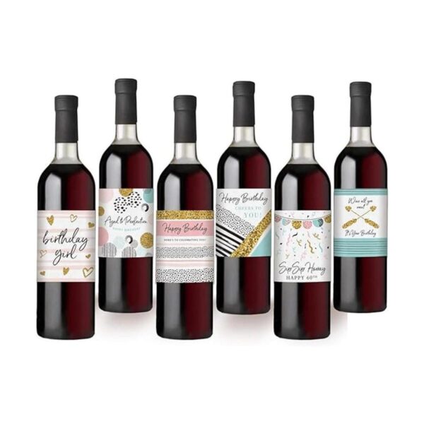Etiquetas para botella de vino de cumpleaños juego de 6_2