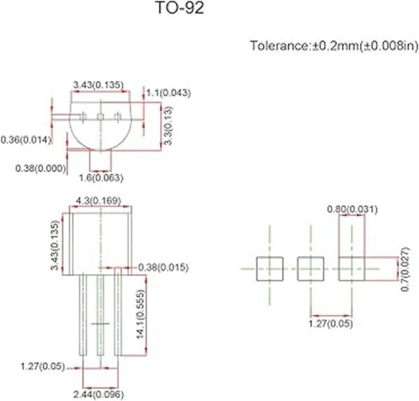 Chanzon Kit de transistores de 20 valores TO92 que_4